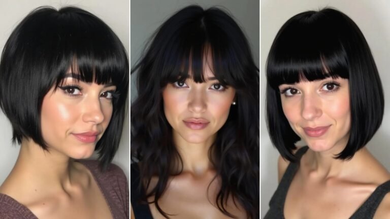 26 Black Hair with Bangs Hairstyle Ideas 2025