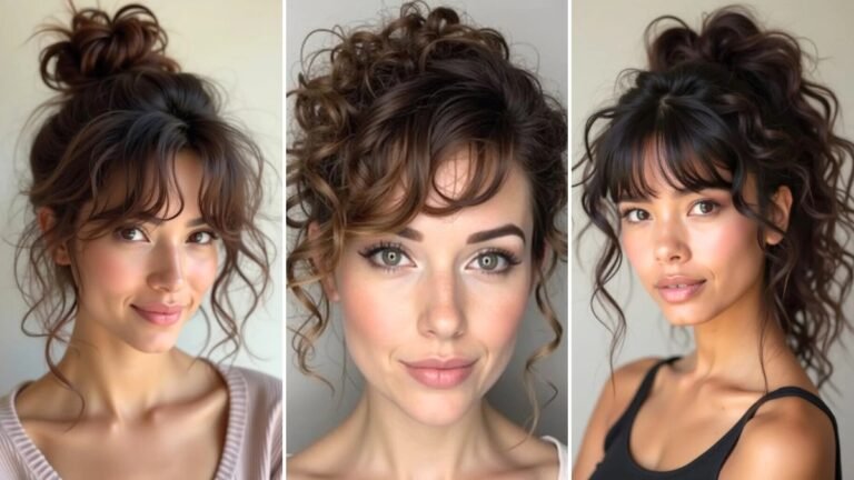 26 Charming Curly Hairstyles with Bangs Ideas 2025