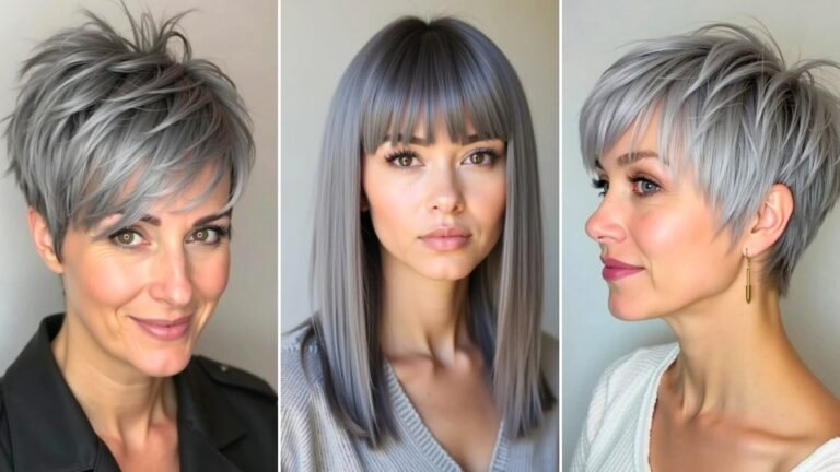 23 Grey Hairs with Bangs Hairstyle Ideas 2025